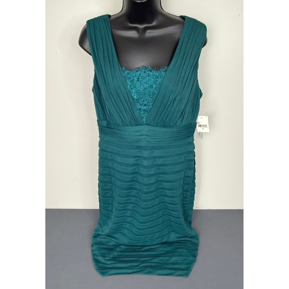 Liliana Women's Lace Pleated Midi Sheath Dress in Forest Size 12 NWT Retro 90s